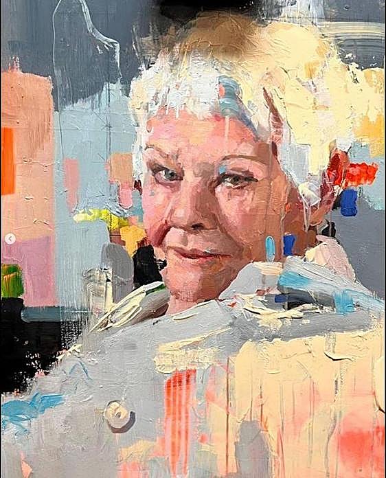 Dame Judi Dench painted by Gibraltar artist Christian Hook.