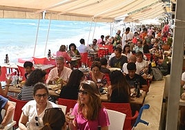 Customers dine at a chiriniguito in Marbella.