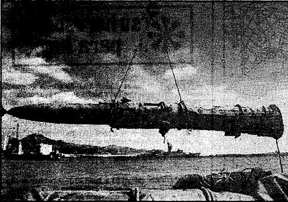 The G7 torpedo netted in 1984 by a fishing boat in Huelin.