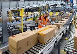 An Amazon logistics centre.