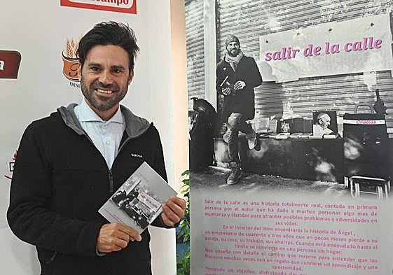 Ángel Custodio, on the book stall at the recent Caritas Christmas fair in Marbella.