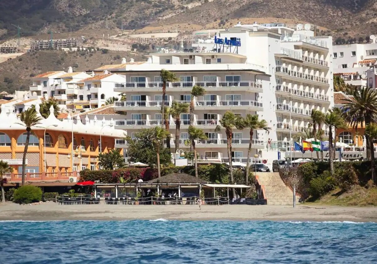 View of a beachfront hotel on the Costa del Sol.