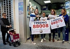 The lottery office in Calle Mármoles, in Malaga city, where parts of El Gordo and a fifth prize were sold.