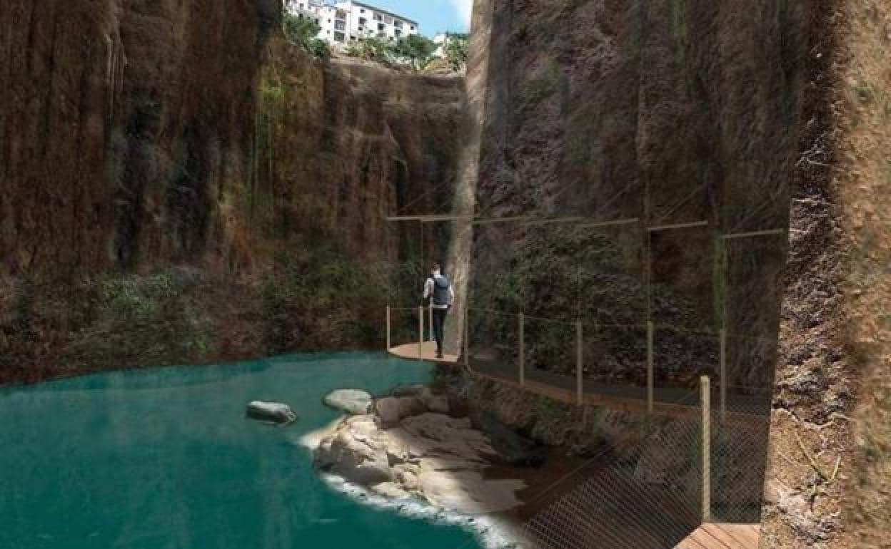 A recreation of the new structure in El Tajo gorge.