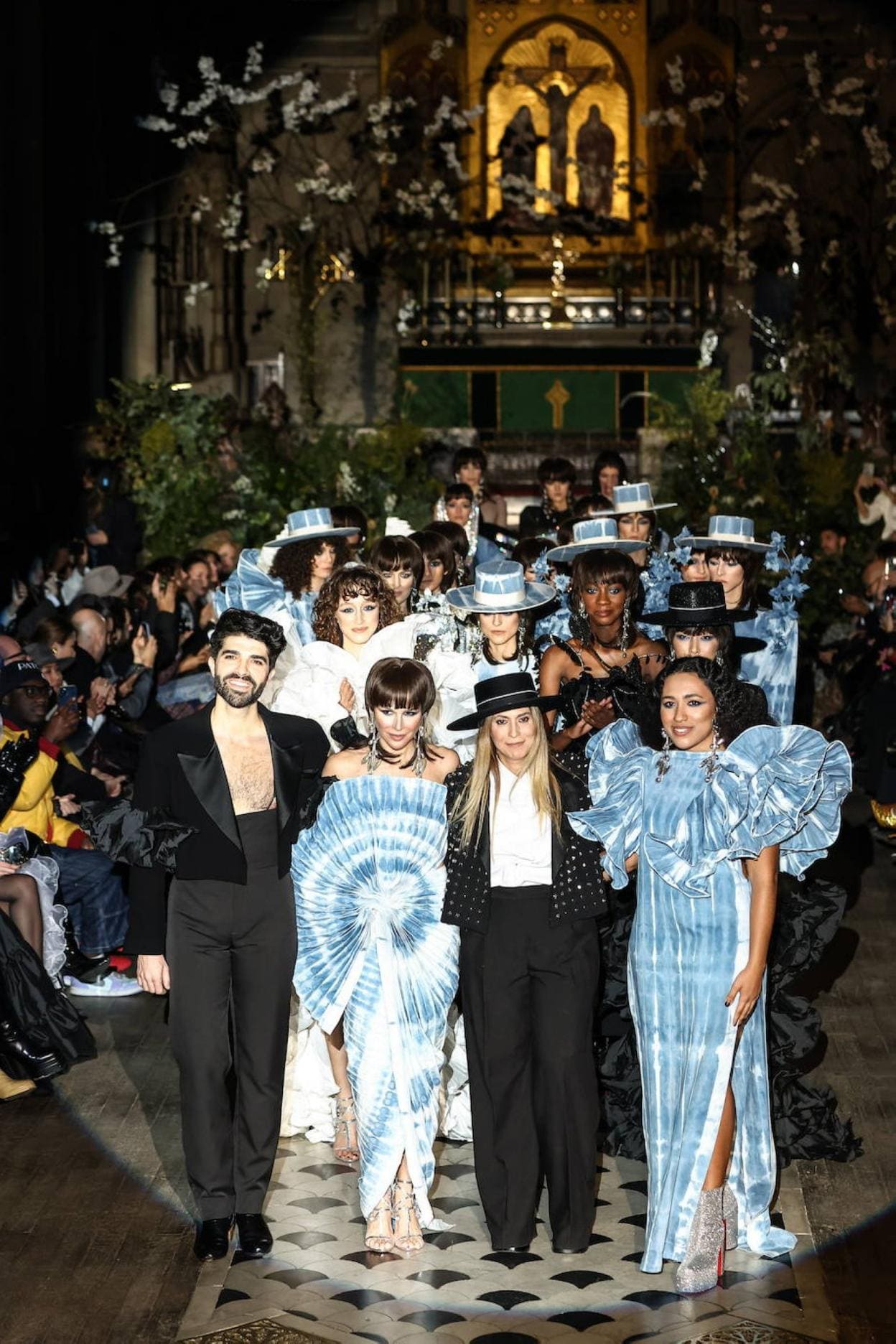 Juana Martín (3rd left) and her catwalk models in Paris. 