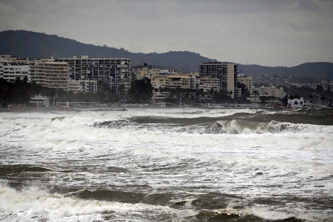The storm hits the shore in Marbella 