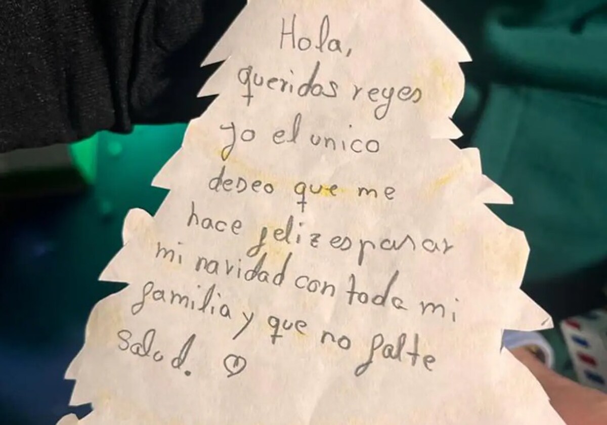 Image of the emotional letter written by a child from Vélez-Málaga.