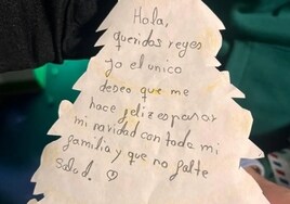 Image of the emotional letter written by a child from Vélez-Málaga.