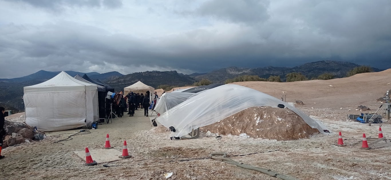 This is how an olive grove was transformed into a film set when the Oscar award contender Society Of The Snow was shot in Spain's Sierra Nevada