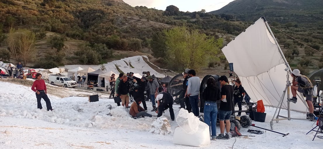 This is how an olive grove was transformed into a film set when the Oscar award contender Society Of The Snow was shot in Spain's Sierra Nevada