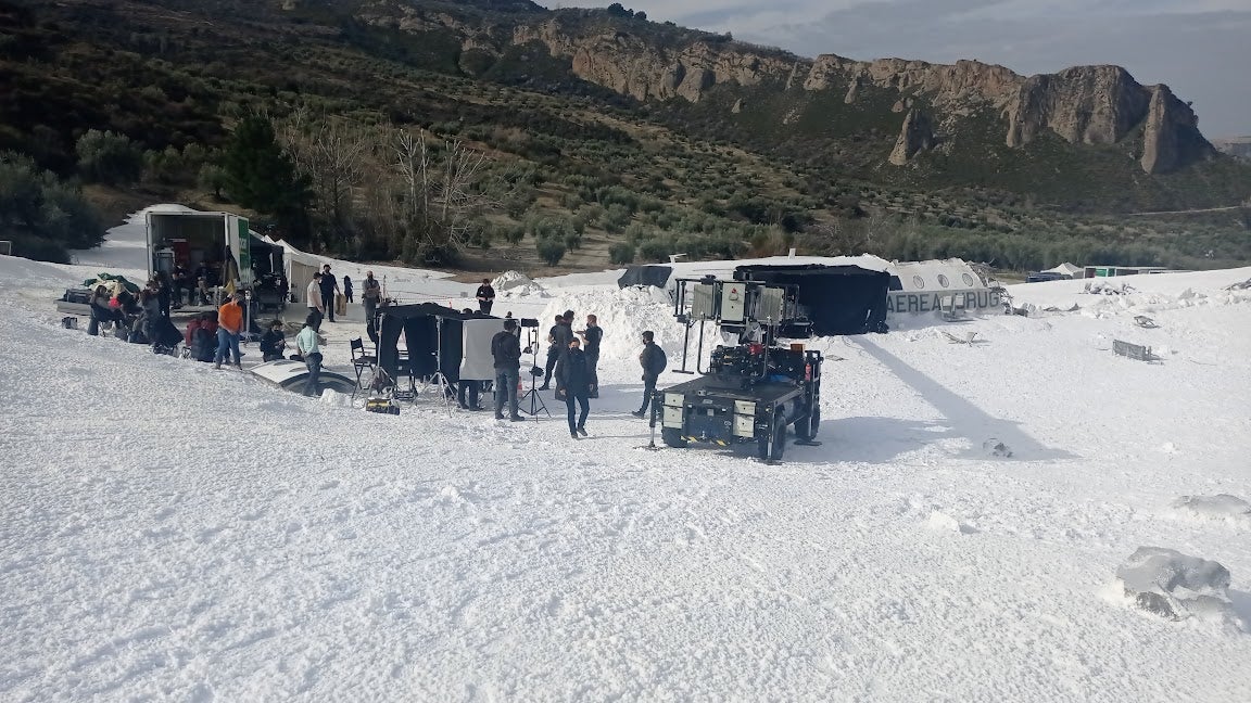 This is how an olive grove was transformed into a film set when the Oscar award contender Society Of The Snow was shot in Spain's Sierra Nevada