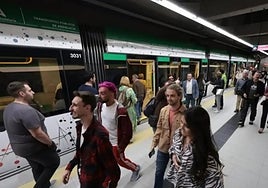 Passengers at the Atarazanas station on the Malaga metro.