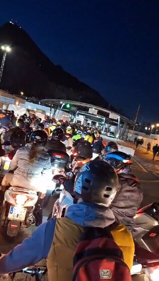 Lengthy queues at border control for motorbikes entering Gibraltar