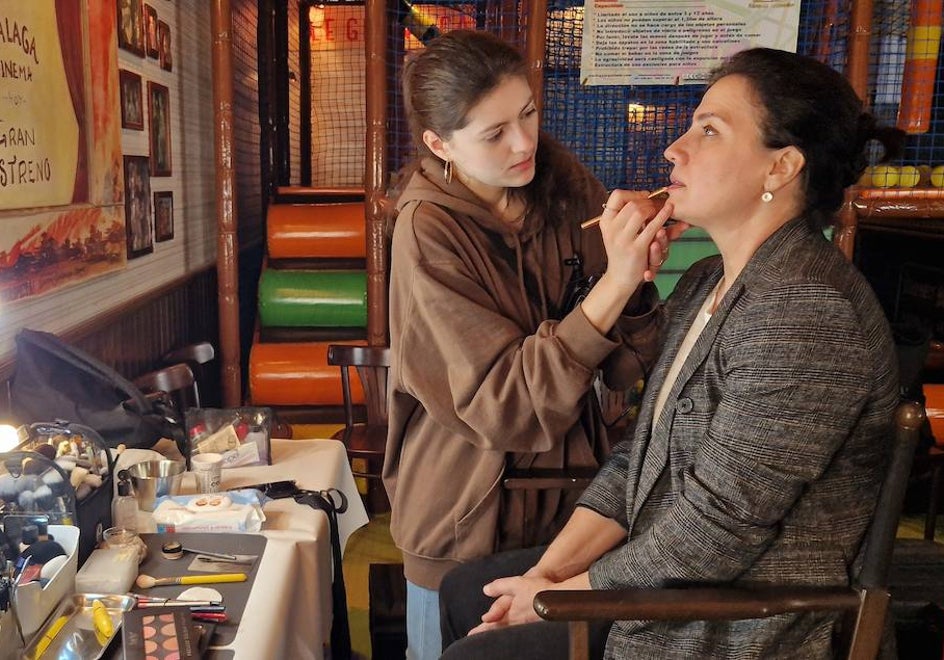 Ana Barreales, the first extra to head to hair and make-up.