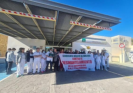 This week's protest at the entrance to the A&E department.