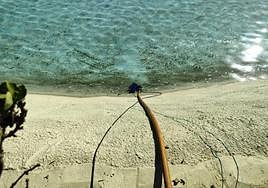 The lake being drained.