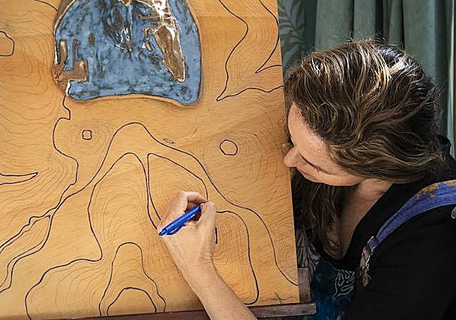 The artist, mid-creative process.