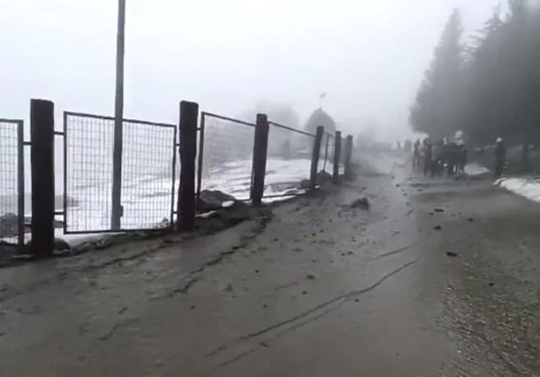 Two hundred people evacuated as a torrent of mud cascades down several ski slopes in Spain's Sierra Nevada