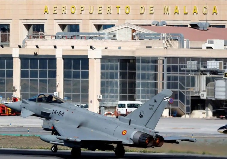 A Eurofighter jet at Malaga Airport on Tuesday.