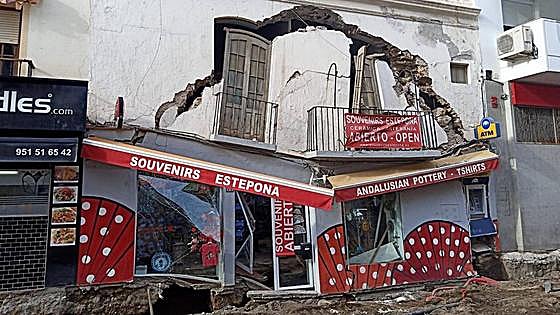 Souvenir shop on Costa del Sol collapses during sewage system improvement works