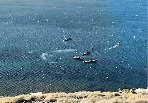 Narco-boats off Los Genoveses beach in Almeria province's Cabo de Gata.