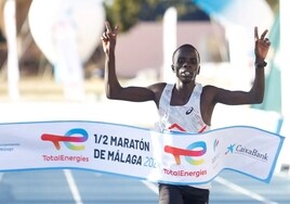 Toroitich as he crossed the line on Sunday.