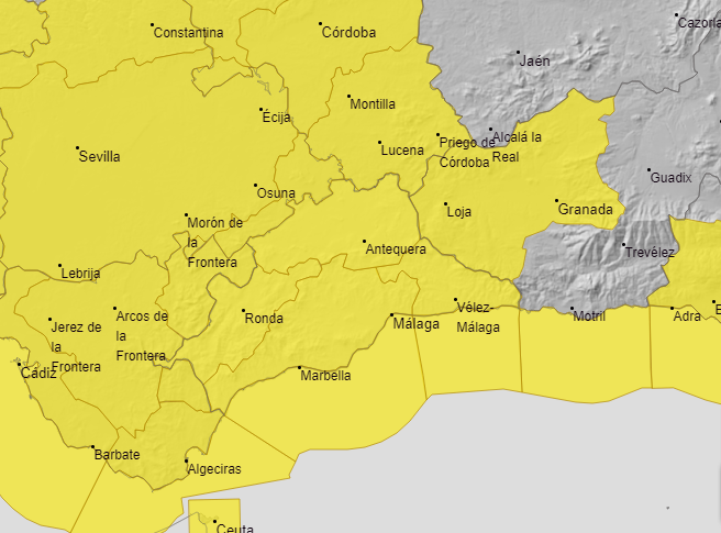 Areas covered by weather alerts, Sunday 24 March.