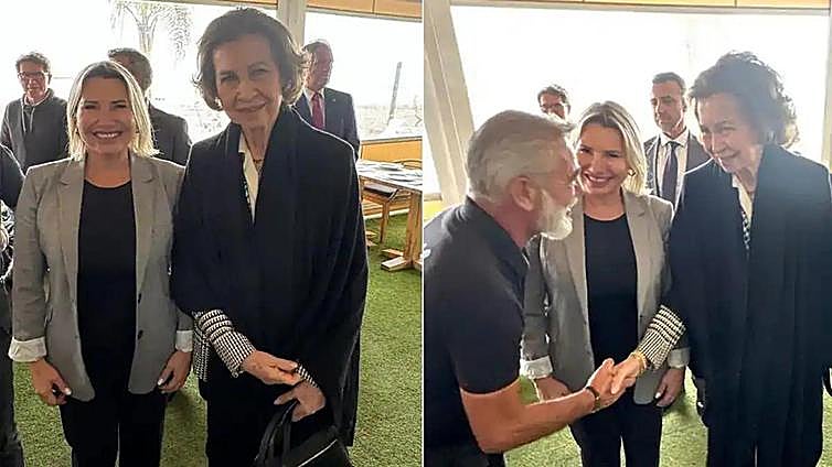Queen Sofía visits 'favourite' chiringuito for lunch and orders a plate of the Costa del Sol's famous skewered sardines
