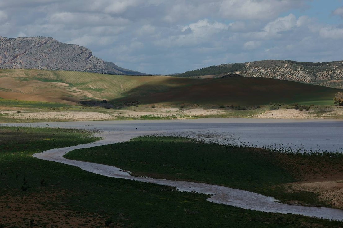 Water entering the tail of the reservoir, on Monday.