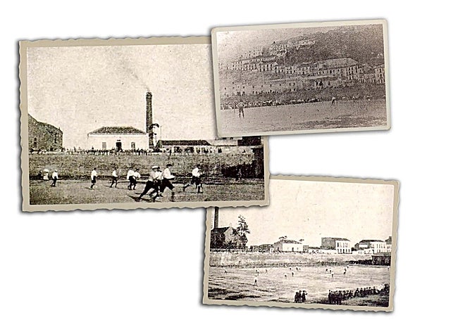 Three snapshots of that match, the two below signed by D. L. Martínez for the magazine Arte y Sport of 20 April 1904, and the top one is from the book Historia del fútbol malagueño, but without author