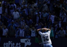 Left-back Víctor García rues a missed chance during today's game.