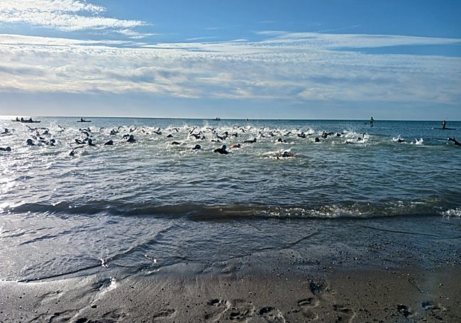 Swimmers in the sea in Los Alamos.