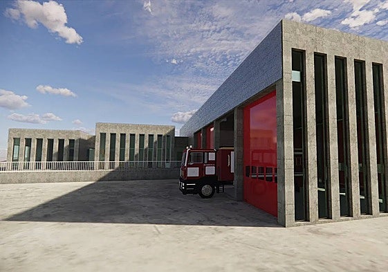 Virtual image of the new Álora-Pizarra fire station.