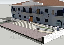 Computer image of the new-look town hall building.