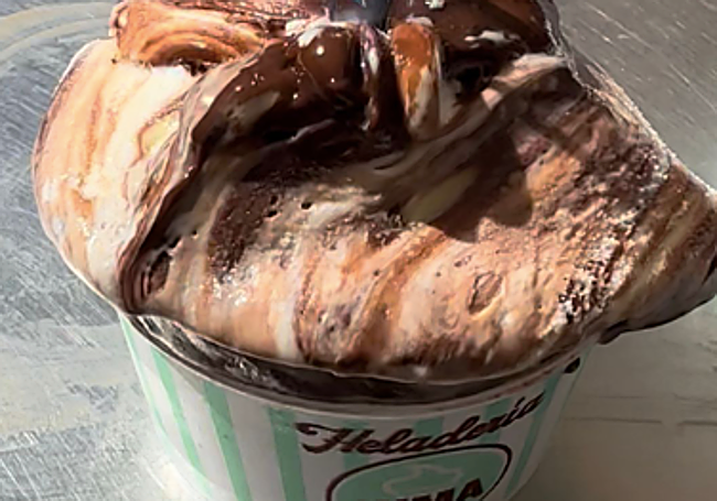 Tub of Kinder-flavoured creaminess at the Inma ice-cream parlour.