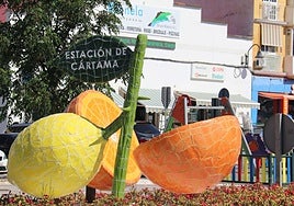The new sculpture on the roundabout located on the A-7057.