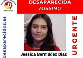 Missing persons poster for Jessica Bermúdez Díaz