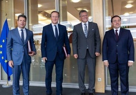 Picardo, Cameron, Sefcovic and Albares in Brussels on Thursday.