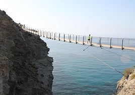 The suspension bridge.