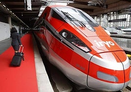File image of an Iryo high-speed passenger train at a railway platform in Madrid.