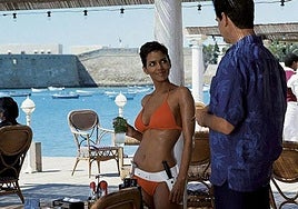 Halle Berry and Pierce Brosnan on location at the Balneario de la Palma in Cadiz