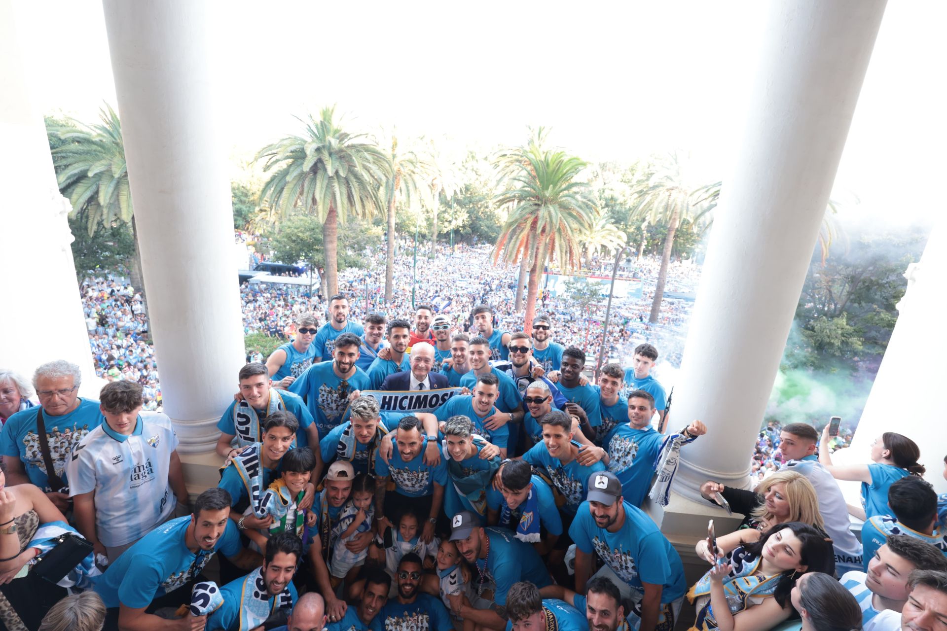 Fans celebrate Malaga CF's promotion as squad take open-top bus tour, in images