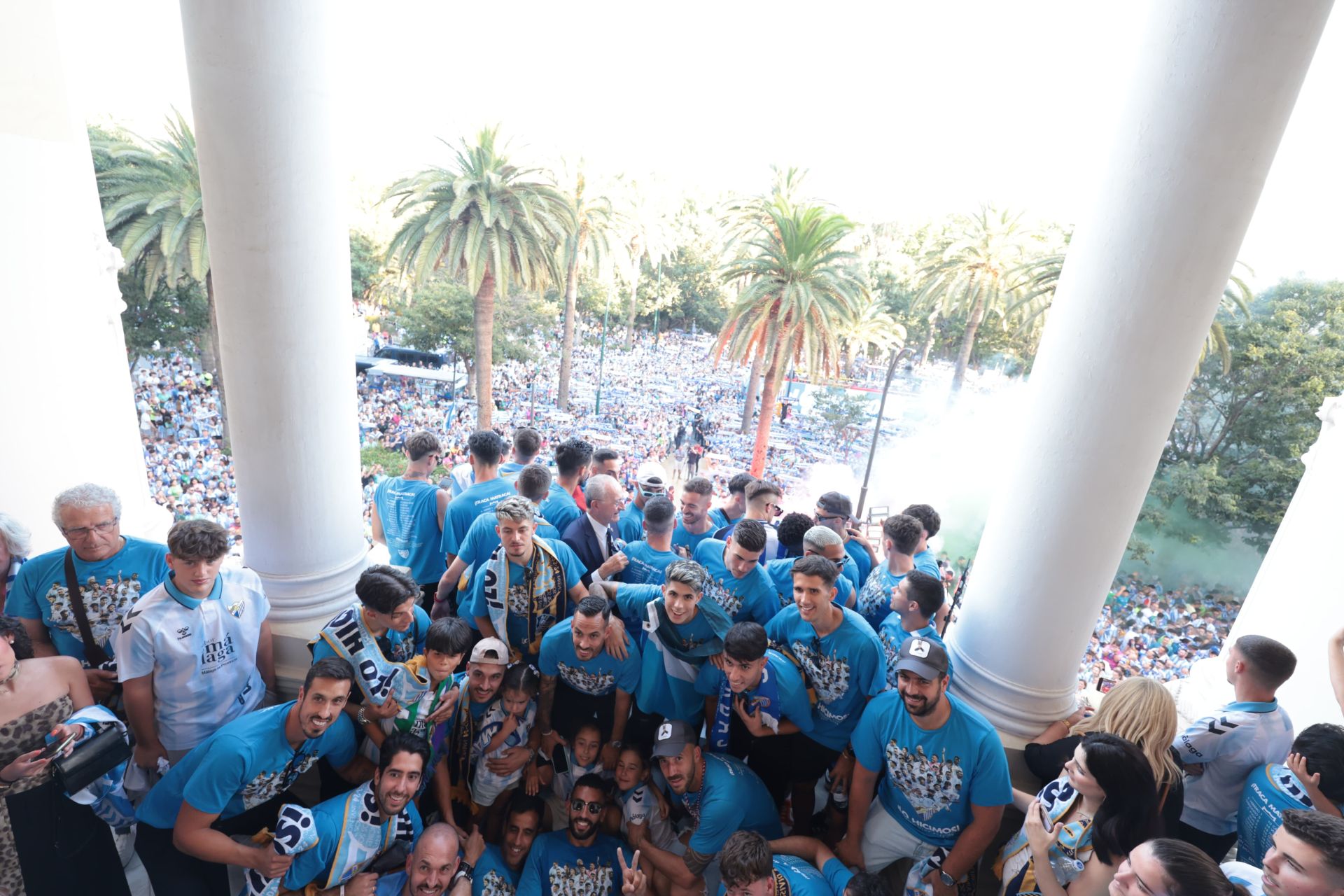 Fans celebrate Malaga CF's promotion as squad take open-top bus tour, in images