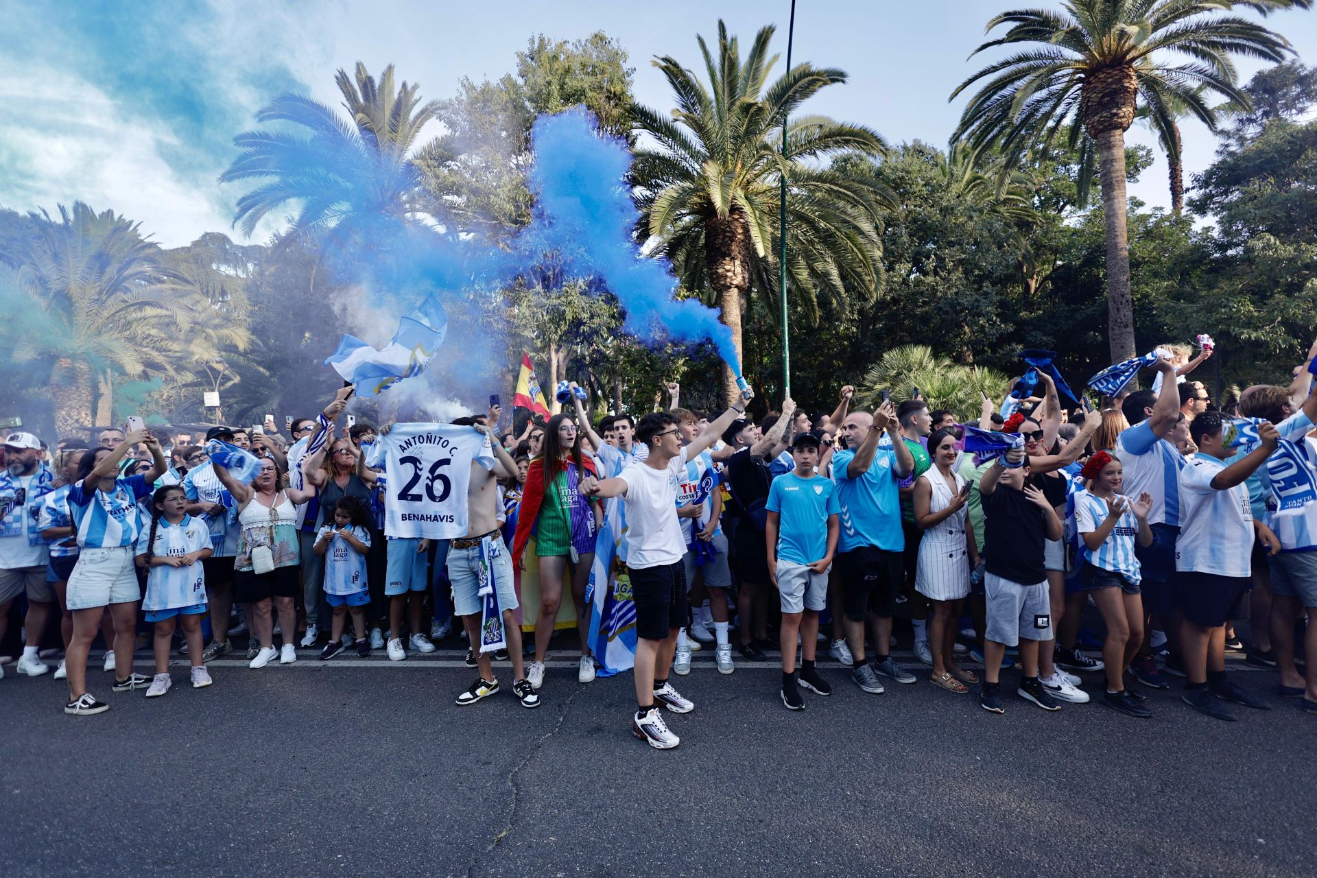 Fans celebrate Malaga CF's promotion as squad take open-top bus tour, in images