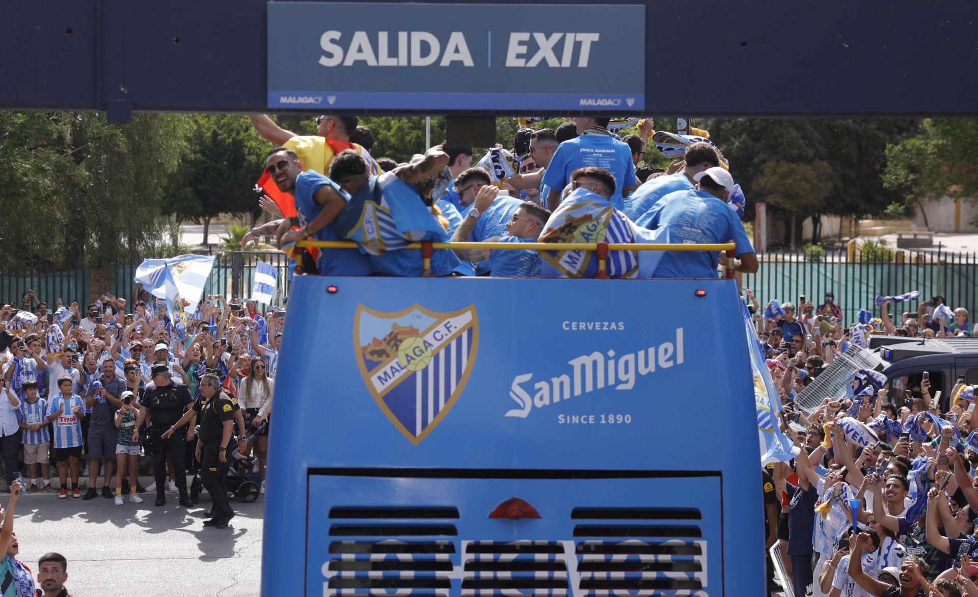 Fans celebrate Malaga CF's promotion as squad take open-top bus tour, in images