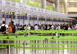 Malaga Airport's flight check-in desks.