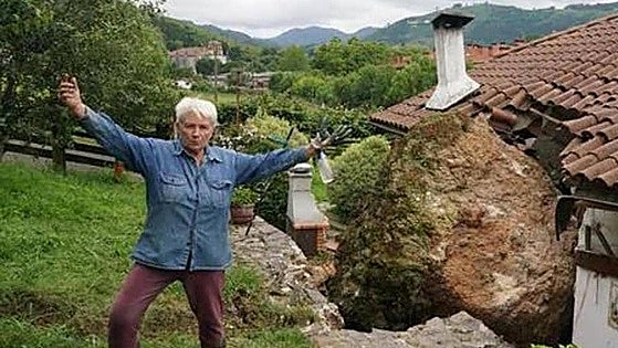 Miracle escape for family after gigantic boulder smashes into farmhouse in Spain