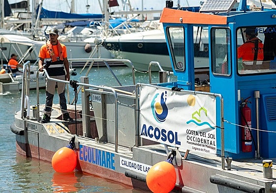 A boat used for cleaning the coastline of the western Costa del Sol.