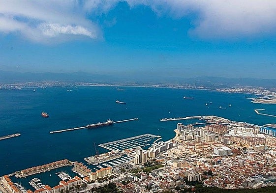 View of Gibraltar Harbour with North Mole on the right.