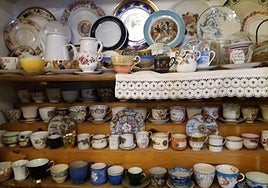 Juan Miguel has a large collection of porcelain tea cups. .